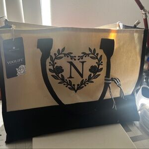 Black and Cream Tote Bag